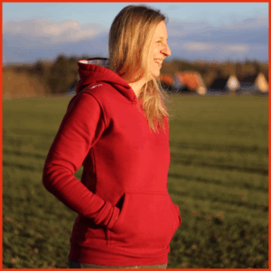 Kapuzenpullover burgunder - Judostoff weiß (Damenschnitt)